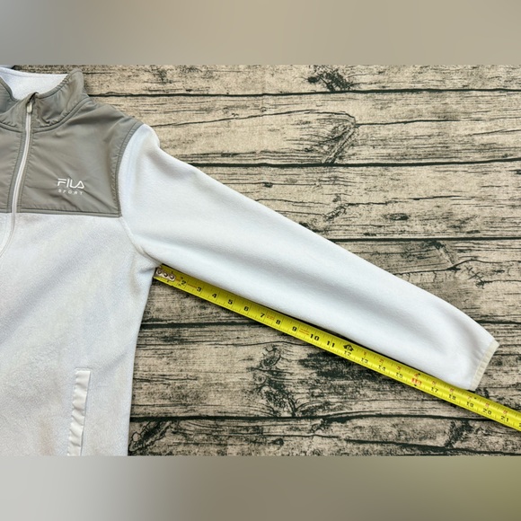 FILA Sport Women's Zip Up Jacket, Mock Neck Soft Fleece, White Gray Size Small - Picture 7 of 13
